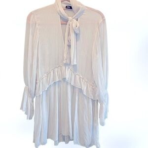 Zara ruffled boho shirt dress tie front
